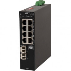 Omnitron Systems RuggedNet Unmanaged Ruggedized Industrial Gigabit, SM ST, RJ-45, Ethernet Fiber Switch - 8 x 10/100/1000BASE-T, 1 x 1000BASE-X, 2xDC Power, 5 Year Warranty 2881-1-18-2Z
