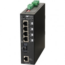 Omnitron Systems RuggedNet Managed Industrial Gigabit High Power 60W PoE, SM SC SF, RJ-45, Ethernet Fiber Switch - 4 x 10/100/1000BASE-T, 1 x 1000BASE-X, 2xDC Power, 5 Year Warranty 3311-1-14-2Z