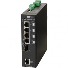 Omnitron Systems RuggedNet Managed Industrial Gigabit High Power 60W PoE, SFP, RJ-45, Ethernet Fiber Switch - 4 x 10/100/1000BASE-T, 1 x 1000BASE-X, 2xDC Power, 5 Year Warranty 3319-0-14-2Z