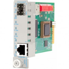 Omnitron Systems iConverter 10/100/1000 Gigabit Ethernet Fiber Media Converter SFP Module - 1 x 10/100/1000BASE-T; 1 x 100/1000BASE-X (SFP); Internal Module; Lifetime Warranty - RoHS, WEEE Compliance 8539N-0
