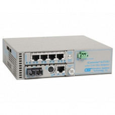 Omnitron Systems iConverter MUX/M Ethernet + 4xT1/E1 Fiber Multiplexer SC Multimode 550m - 4 x T1/E1 (RJ-48) + 1 x 10/100/1000BASE-T to 1 x SC Multimode, Univ. AC Powered, Lifetime Warranty - RoHS, WEEE Compliance 8822N-0-B