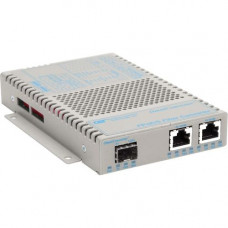 Omnitron Systems OmniConverter 10/100 PoE Ethernet Fiber Media Converter Switch RJ45 SFP - 2 x 10/100BASE-TX; 1 x 100BASE-X (SFP); US AC Powered; Lifetime Warranty - RoHS, WEEE Compliance 9319-0-21
