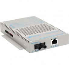 Omnitron Systems OmniConverter 10/100 PoE+ Ethernet Fiber Media Converter Switch RJ45 ST Multimode 5km Wide Temp - 1 x 10/100BASE-TX; 1 x 100BASE-FX; US AC Powered; Lifetime Warranty - RoHS, WEEE Compliance 9320-0-11W