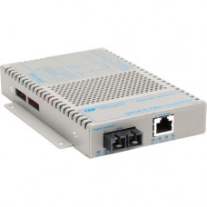 Omnitron Systems OmniConverter 10/100/1000 PoE Gigabit Ethernet Fiber Media Converter Switch RJ45 SC Multimode 550m - 1 x 10/100/1000BASE-T; 1 x 1000BASE-SX; US AC Powered; Lifetime Warranty - RoHS, WEEE Compliance 9402-0-11