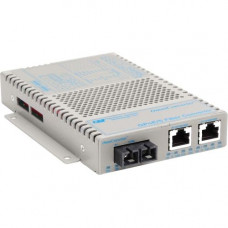 Omnitron Systems OmniConverter 10/100/1000 PoE Gigabit Ethernet Fiber Media Converter Switch RJ45 SC Multimode 550m - 2 x 10/100/1000BASE-T; 1 x 1000BASE-SX; DC Powered; Lifetime Warranty - RoHS, WEEE Compliance 9402-0-29