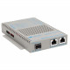 Omnitron Systems OmniConverter 10/100/1000 PoE Gigabit Ethernet Fiber Media Converter Switch RJ45 SFP Wide Temp - 2 x 10/100/1000BASE-T; 1 x 100/1000BASE-X (SFP); US AC Powered; Lifetime Warranty - RoHS, WEEE Compliance 9419-0-21W
