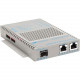 Omnitron Systems OmniConverter 10/100/1000 PoE+ Gigabit Ethernet Fiber Media Converter Switch RJ45 SFP Wide Temp - 2 x 10/100/1000BASE-T; 1 x 100/1000BASE-X (SFP); US AC Powered; Lifetime Warranty 9439-0-21W