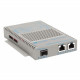 Omnitron Systems OmniConverter 10/100/1000 PoE+ Gigabit Ethernet Fiber Media Converter Switch RJ45 SFP Extended Temp - 2 x 10/100/1000BASE-T; 1 x 100/1000BASE-X (SFP); US AC Powered; Lifetime Warranty 9439-0-21Z