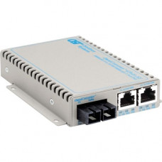 Omnitron Systems OmniConverter SE 10/100/1000 PoE+ Gigabit Ethernet Fiber Media Converter Switch RJ45 SC Multimode 550m - 2 x 10/100/1000BASE-T; 1 x 1000BASE-SX; US AC Powered; Lifetime Warranty; US Made - RoHS, WEEE Compliance 9482-0-21