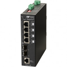 Omnitron Systems RuggedNet Managed Industrial Gigabit PoE+, 2xSFP, RJ-45, Ethernet Fiber Switch - 4 x 10/100/1000BASE-T, 2 x 1000BASE-X, 1xDC Power, 5 Year Warranty 9559-0-24-1Z