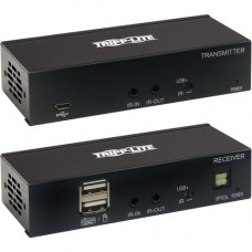 Tripp Lite HDMI Over Cat6 Extender Kit w KVM Support 4K60Hz USB/IR PoC TAA - 1 Input Device - 1 Output Device - 230 ft Range - 2 x Network (RJ-45) - 3 x USB - 1 x HDMI In - 1 x HDMI Out - 4K UHD - 3840 x 2160 - Twisted Pair - Category 6 - Wall Mountable, 