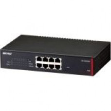 BUFFALO 8-Port Desktop Gigabit Green Ethernet High Power PoE Smart Switch (BS-GS2008P) - 8 x RJ-45 - Manageable - 10/100/1000Base-T - 8 x 802.3af PoE - Metal Chassis - Lifetime Warranty* BS-GS2008P