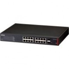 BUFFALO 16-Port Desktop/Rackmount Gigabit Green Ethernet High Power PoE Smart Switch (BS-GS2016P) - 16 x RJ-45 - Manageable - 10/100/1000Base-T, 1000Base-X - 2 x SFP Expansion Slots - 16 x 802.3af PoE - Metal Chassis - Lifetime Warranty* BS-GS2016P