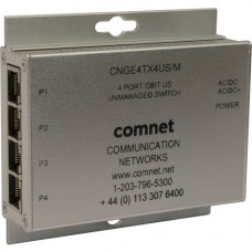 Comnet 10/100/1000 Mbps 4 Port Ethernet Unmanaged Switch - 4 Ports - 2 Layer Supported - Twisted Pair - Wall Mountable, Surface Mount, DIN Rail Mountable - Lifetime Limited Warranty - TAA Compliance CNGE4TX4US/M