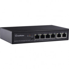 GeoVision 6-Port 10/100 Mbps Unmanaged PoE Switch with 4-Port PoE - 6 Ports - 2 Layer Supported - Twisted Pair - Desktop GV-APOE0400