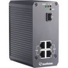 GeoVision GV-POE0410-E 4-port Gigabit 802.3at PoE Switch - 4 Ports - 2 Layer Supported - Modular - Twisted Pair, Optical Fiber - Rail-mountable GV-POE0410-E