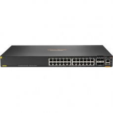 HPE Aruba 6300F 24-port 1GbE Class 4 PoE and 4-port SFP56 Switch - 24 Ports - Manageable - 3 Layer Supported - Modular - 4 SFP Slots - Twisted Pair, Optical Fiber - 1U High - Rack-mountable - Lifetime Limited Warranty - TAA Compliance JL666A#ABA