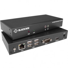 Black Box KVX Video Extender Transmitter/Receiver - 1 Input Device - 1 Output Device - 328 ft Range - 2 x Network (RJ-45) - 5 x USB - 1 x HDMI In - 2 x HDMI Out - 4K UHD - 3840 x 2160 - Twisted Pair - Category 6 - TAA Compliant - TAA Compliance KVXLCH-100