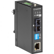 Black Box LMC280 Series Fast Ethernet Industrial Media Converter - Single-Mode SC - 1 x Network (RJ-45) - 1 x SC Ports - DuplexSC Port - Single-mode - Fast Ethernet - 10/100Base-T, 100Base-FX - Rail-mountable, Wall Mountable - TAA Compliant LMC282A