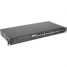 Tripp Lite 24-Port Gigabit Ethernet Switch L2 Managed w/PoE 10/100/1000Mbps - 24 x Gigabit Ethernet Network, 2 x Gigabit Ethernet Uplink - Manageable - Optical Fiber, Twisted Pair - Modular - 2 Layer Supported - 1U High - Desktop, Rack-mountable - 5 Year 