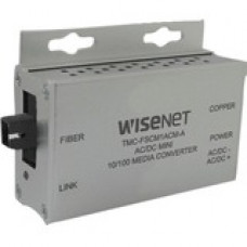 Hanwha Group Wisenet TMC-F Transceiver/Media Converter - 1 x Network (RJ-45) - 1 x ST Ports - DuplexST Port - Multi-mode - Fast Ethernet - 10/100Base-TX, 100Base-FX - Rack-mountable, Wall Mountable, Standalone TMC-FSTM1ACM-A