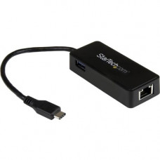 Startech.Com USB-C to Ethernet Gigabit Adapter - Thunderbolt 3 Compatible - USB Type C Network Adapter - USB C Ethernet Adapter - Use the USB-C port on your laptop to add a Gigabit Ethernet port and a USB 3.1 Gen 1 (type-A) port - Works with USB Type-C co