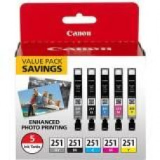 Canon Original Ink Cartridge - Cyan, Magenta, Yellow, Gray, Black - Inkjet - 5 / Pack - TAA Compliance 6513B011