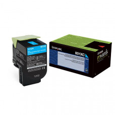 Lexmark (801XC) Extra High Yield Cyan Return Program Toner Cartridge (4,000 Yield) - TAA Compliance 80C1XC0