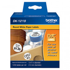 Brother 12mm (1/2") Round Die-Cut Paper Label (1,200 Labels/Pkg) - TAA Compliance DK-1219