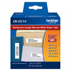 Brother 12mm (1/2") Continuous Length White Paper Label (30m/100') (1/Pkg) - TAA Compliance DK2214