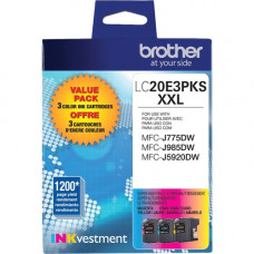 Brother INKvestment Original Ink Cartridge Value Pack - Cyan, Magenta, Yellow - Inkjet - High Yield - 1200 Pages Cyan, 1200 Pages Magenta, 1200 Pages Yellow - 3 / Pack LC20E3PKS