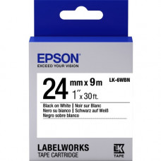 Epson LabelWorks Standard LK Tape Cartridge ~1" Black on White - 1" Width x 30 ft Length - Thermal Transfer - White LK-6WBN