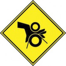 Panduit Warning Label - "PINCH POINT PICTOGRAM" - 2 1/4" Height x 2 1/4" Width - Black, Yellow - Polyester - 5 Card - TAA Compliance PPS0202B493