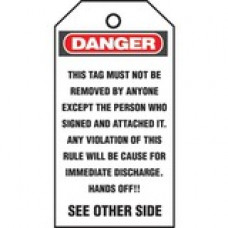 Panduit Safety Tag - 5.75" Length x 3" Width - Rectangular - 5 / Pack - Vinyl, Polyester - Red, Black, White - TAA Compliance PST-3