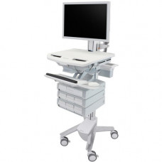 Ergotron StyleView Cart with HD Pivot, 7 Drawers (1+3x2) - 7 Drawer - 37 lb Capacity - 4 Casters - 4" Caster Size - Plastic, Zinc Plated Steel, Aluminum SV43-2570-0