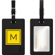 CENTON OTM Monogram Black Leather Bag Tag, Inversed, Electric - Leather - Black TAGV1BLK-M06E-M