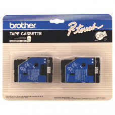 Brother 12mm (1/2") Black on White Laminated Tape (7.7m/25') (2/Pkg) - TAA Compliance TC-20
