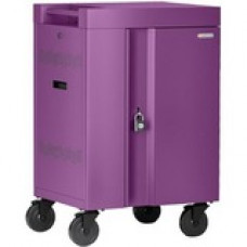 Bretford CUBE Cart Mini Charging Cart - 4 Casters - 5" Caster Size - Steel - 24" Width x 21" Depth x 37.5" Height - Orchid - For 24 Devices TVCM24PAC-ORC