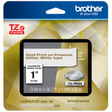 Brother 24MM 8M GOLD ON GLITTER WHITE - TAA Compliance TZEPR254