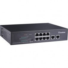 GeoVision GV-APOE0810 10-Port 10/100/1000M Unmanaged PoE Switch with 8-Port PoE - 120 V AC, 230 V AC Input - 2 x 10/100/1000Base-T Input Port(s) - 8 x 10/100/1000Base-T Output Port(s) - 120 W 140-APOE81W-000