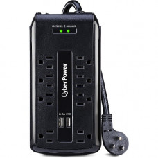 CyberPower CSP806U Professional 8-Outlets Surge Suppressor - 8 x NEMA 5-15R, 2 x USB - 3000 J - 120 V AC Input - Fax/Modem/Phone CSP806U