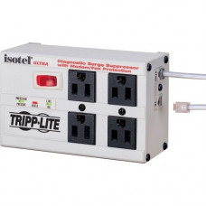 Tripp Lite Isobar Surge Protector Metal RJ11 4 Outlet 6&#39;&#39; Cord 3330 Joules - Receptacles: 4 x NEMA 5-15R - 3330J - TAA Compliance ISOTEL4ULTRA