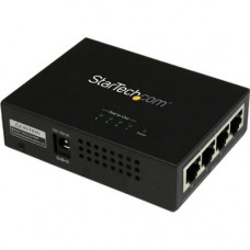 Startech.Com 4 Port Gigabit Midspan - PoE+ Injector - 802.3at and 802.3af - 120 V AC, 230 V AC Input - 52 V DC, 2.31 A Output - 4 Input Port(s) - 4 Output Port(s) - 30.80 W - Wall Mountable - Black - RoHS, TAA Compliance POEINJ4G