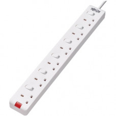 Tripp Lite Protect It! PS6B35W 6-Outlets Power Strip - British - 6 x BS 1363/A - 9.84 ft Cord - 13 A Current - 230 V AC Voltage - Desk Mountable, Wall Mountable - White PS6B35W