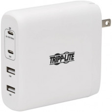 Tripp Lite USB C Wall Charger 4Port Compact Gan Technology 100W PD3.0 White - 120 V AC, 230 V AC Input - 5 V DC/5 A, 9 V DC, 15 V DC, 20 V DC Output - White U280-W04-100C2G