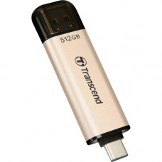 Transcend JetFlash 930C 512GB USB 3.2 Gen 1 (Type A + Type C) Flash Drive - 512 GB - USB 3.2 (Gen 1) Type A, USB 3.2 (Gen 1) Type C - 420 MB/s Read Speed - 400 MB/s Write Speed - Gold TS512GJF930C