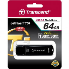 Transcend 64GB JetFlash 750 USB 3.0 Flash Drive - 64 GB - USB 3.0 - Black - Lightweight, Compact TS64GJF750K